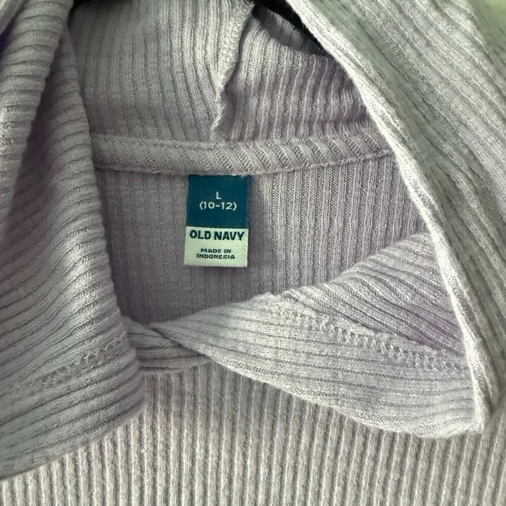 Old Navy Long Sleeve Hooded Ribbed Twist Hem Band Pullover Lilac Size L Girls